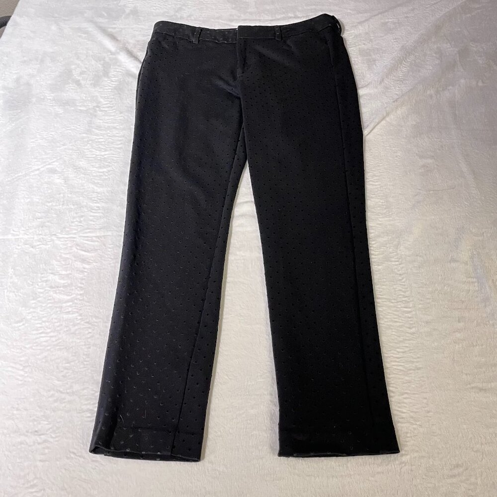 Old Navy Pixie Ankle Pants Textured Black Swiss Dot 8 High Rise Stretch